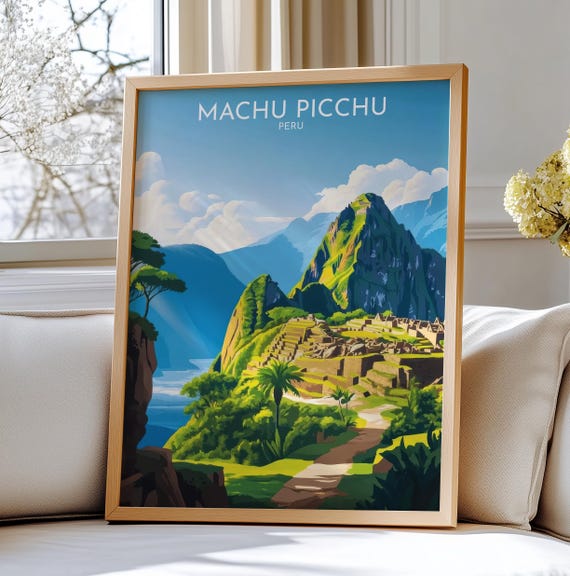 Machu Picchu Peru Travel Art Poster Stunning Wall Print For Home Decor