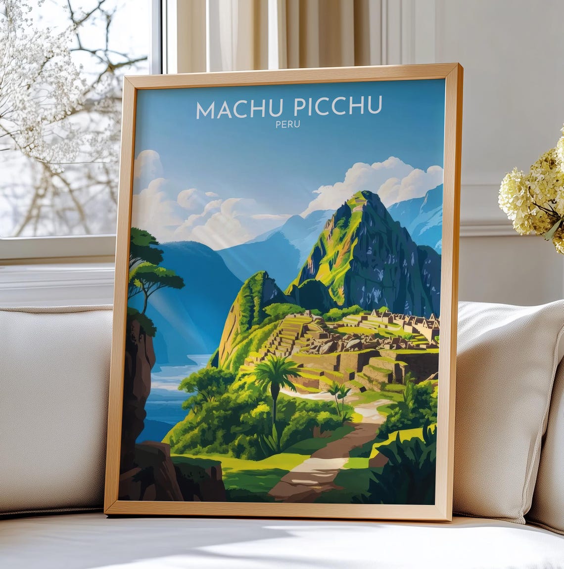 Machu Picchu Peru Inca Ruins Andes Mountains Vintage Travel Poster