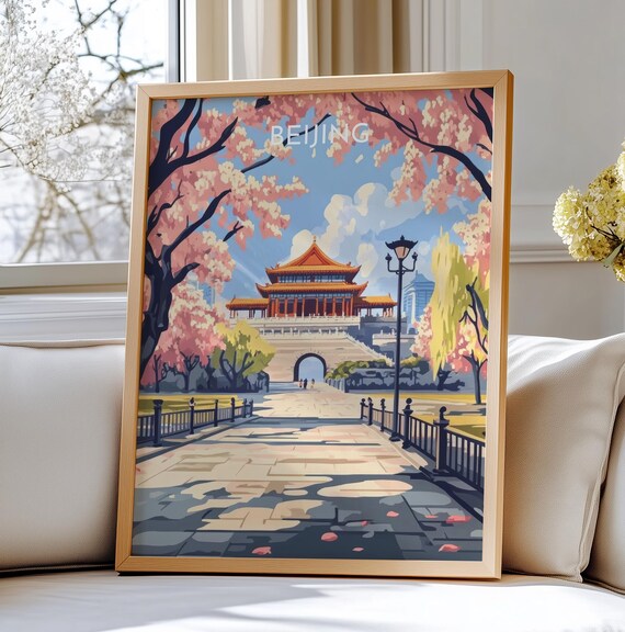 Beijing Cherry Blossom Imperial Pavilion Spring Travel Poster