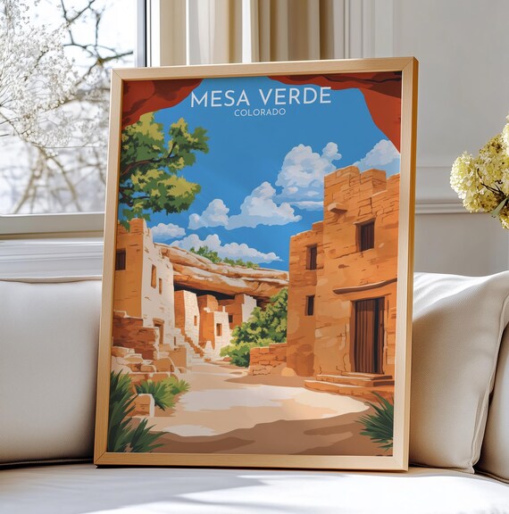 Mesa Verde Colorado Vintage Travel Poster Ancient Cliff Dwelling