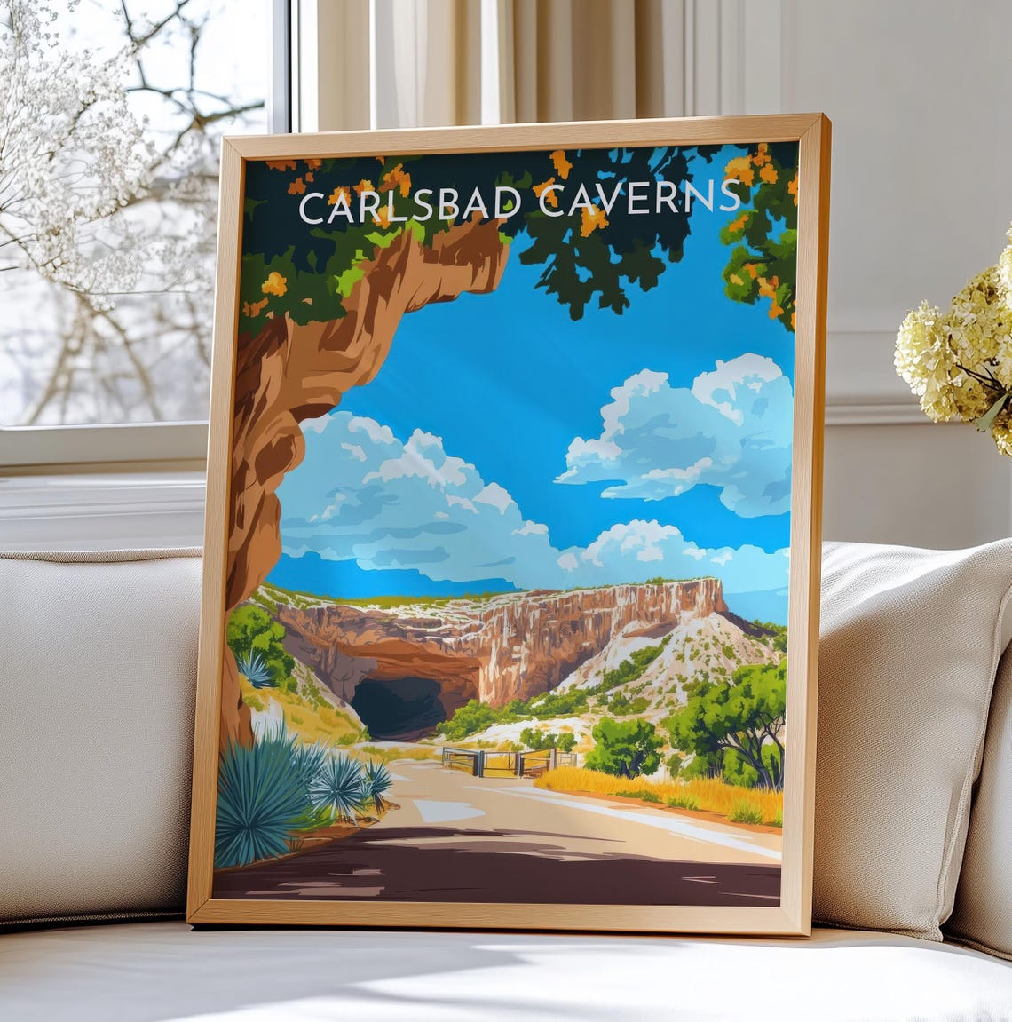 Carlsbad Caverns Desert Cave Entrance National Park Travel Poster