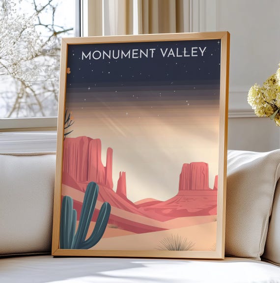 Monument Valley Usa Wall Art Travel Iconic Buttes Under Starry Sky