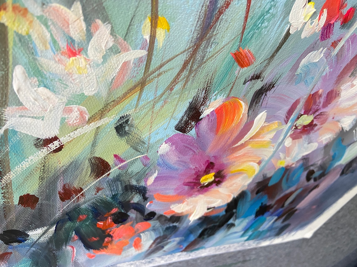 Abstract Flower Oil Painting, Textured Wall Art Print - Image 4