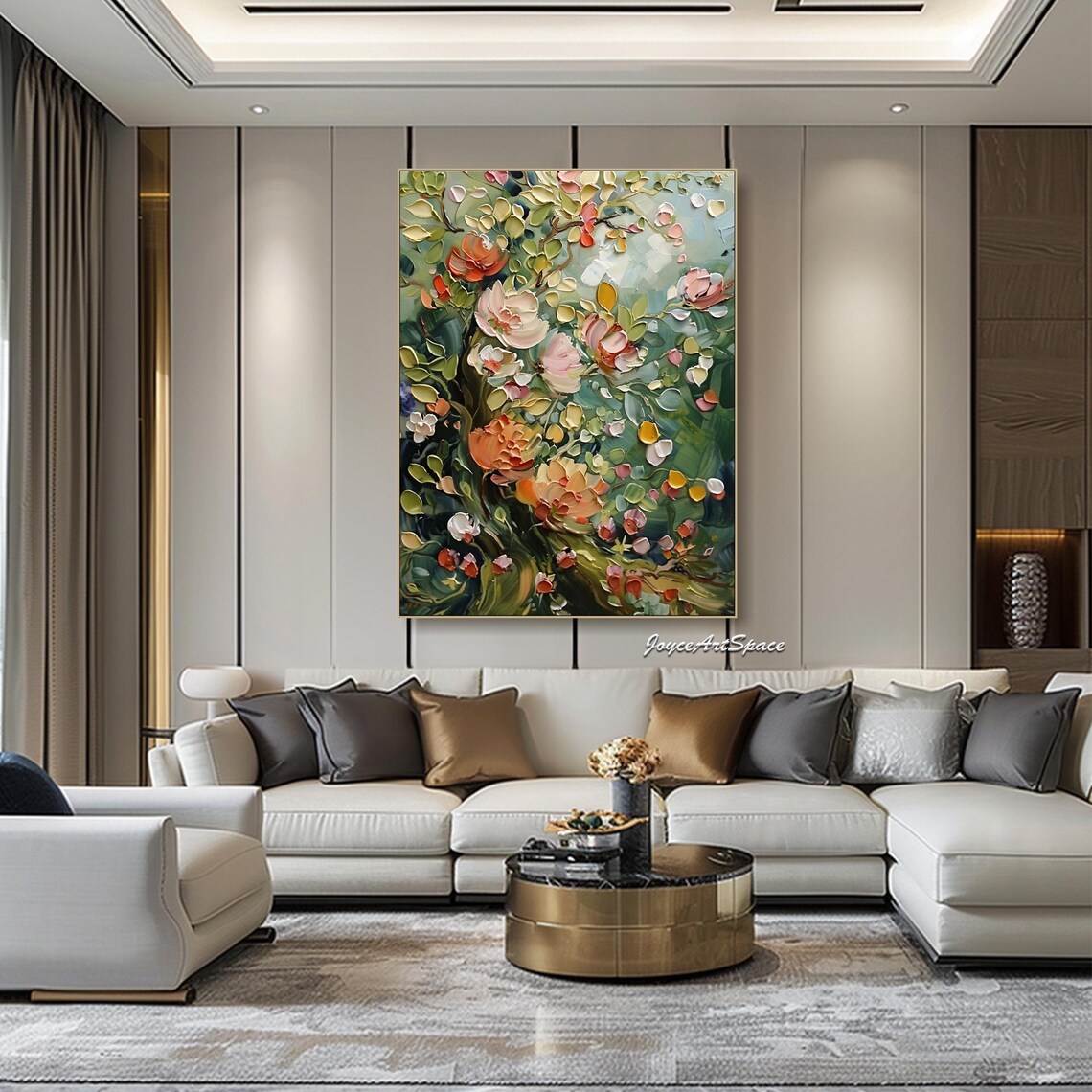 Abstract Floral Oil Painting, Vintage Bedroom Art Print - Image 3