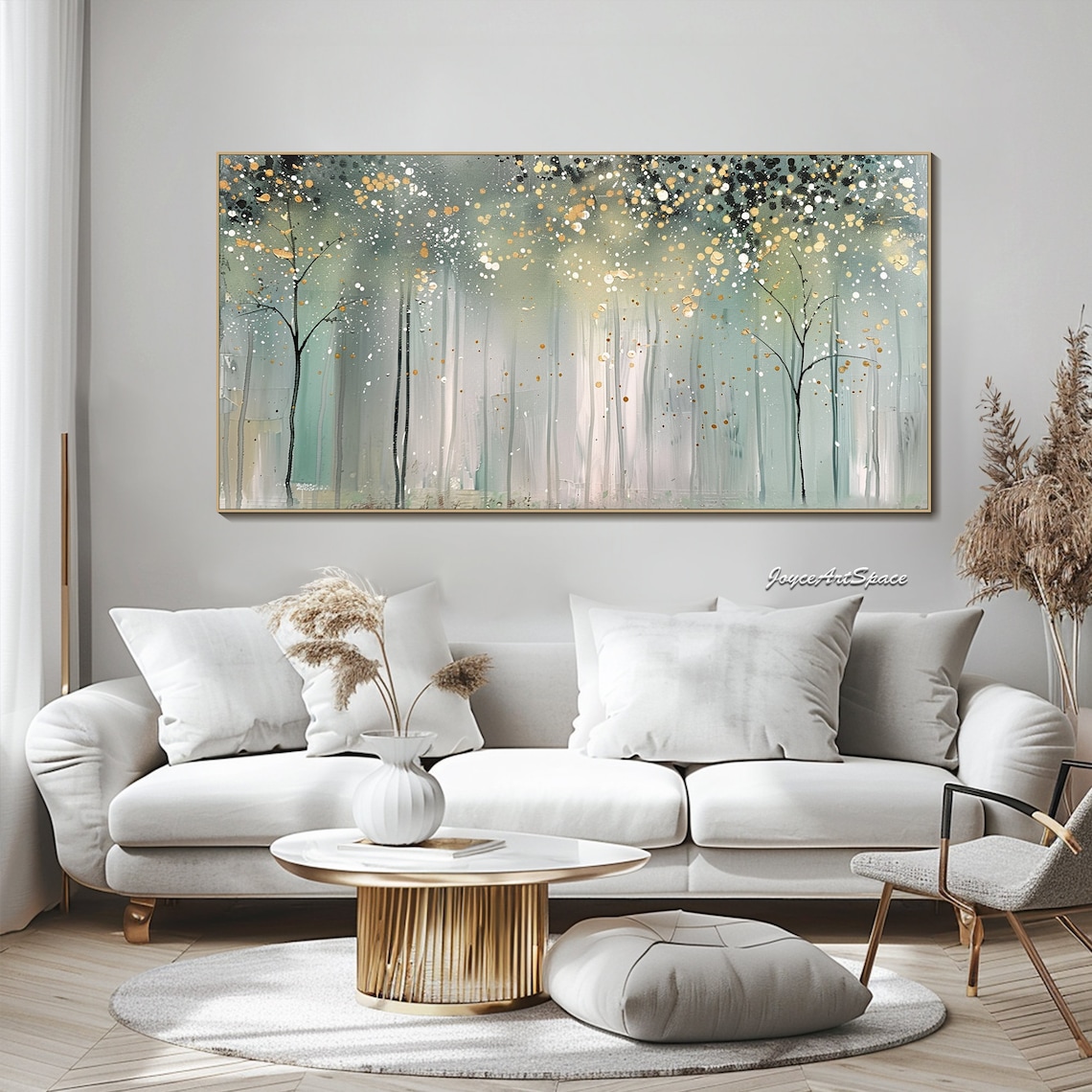 Forest Oil Painting, 3D Abstract Boho Art Print - Image 2