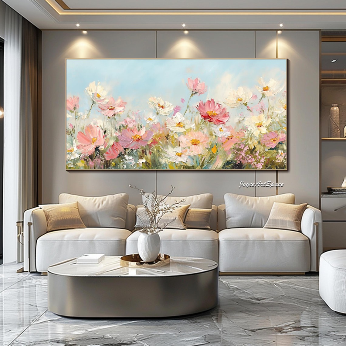 Colorful Wild Flowers Boho Living Room Art Print - Image 2