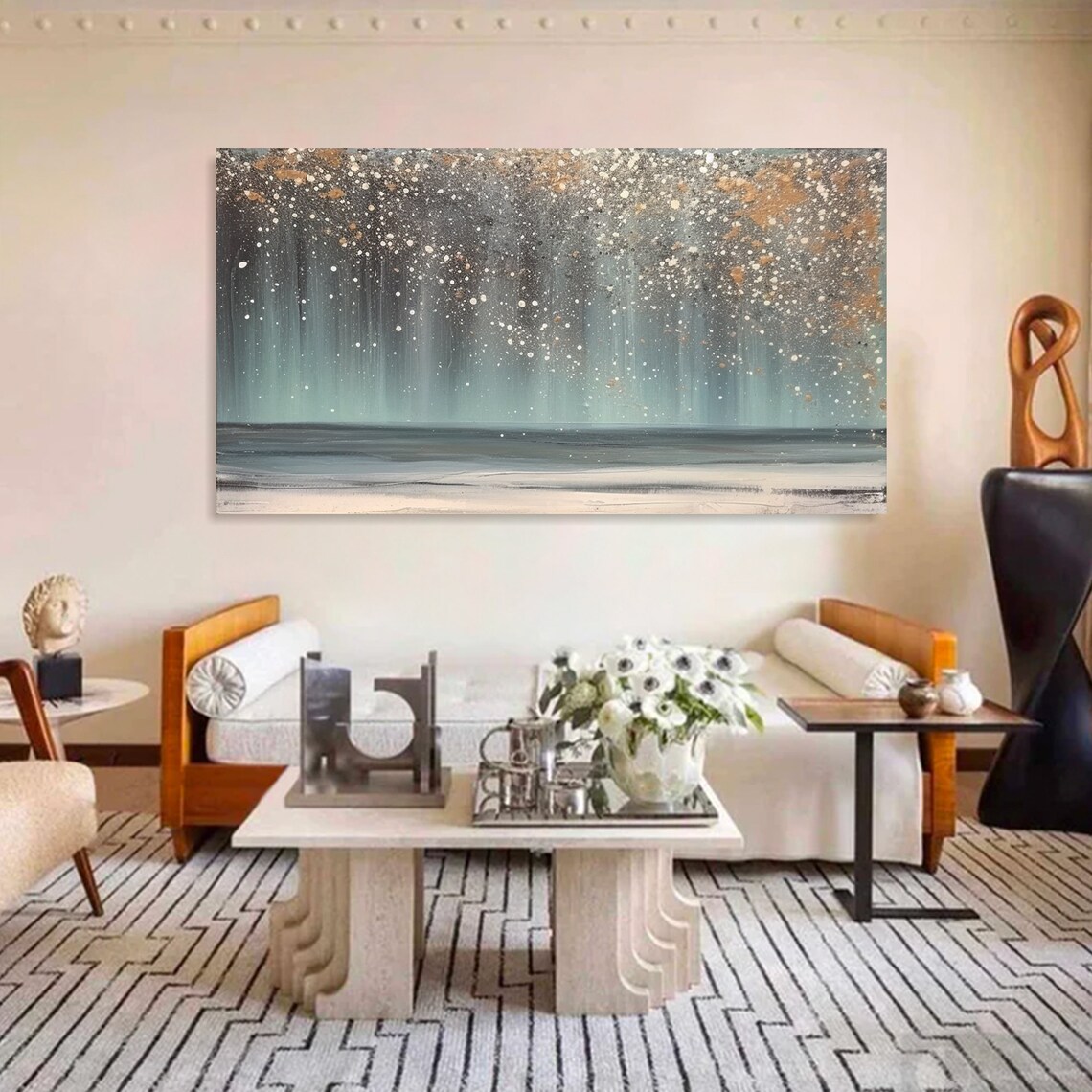 Abstract Boho Landscape Living Room Wall Art Print - Image 2