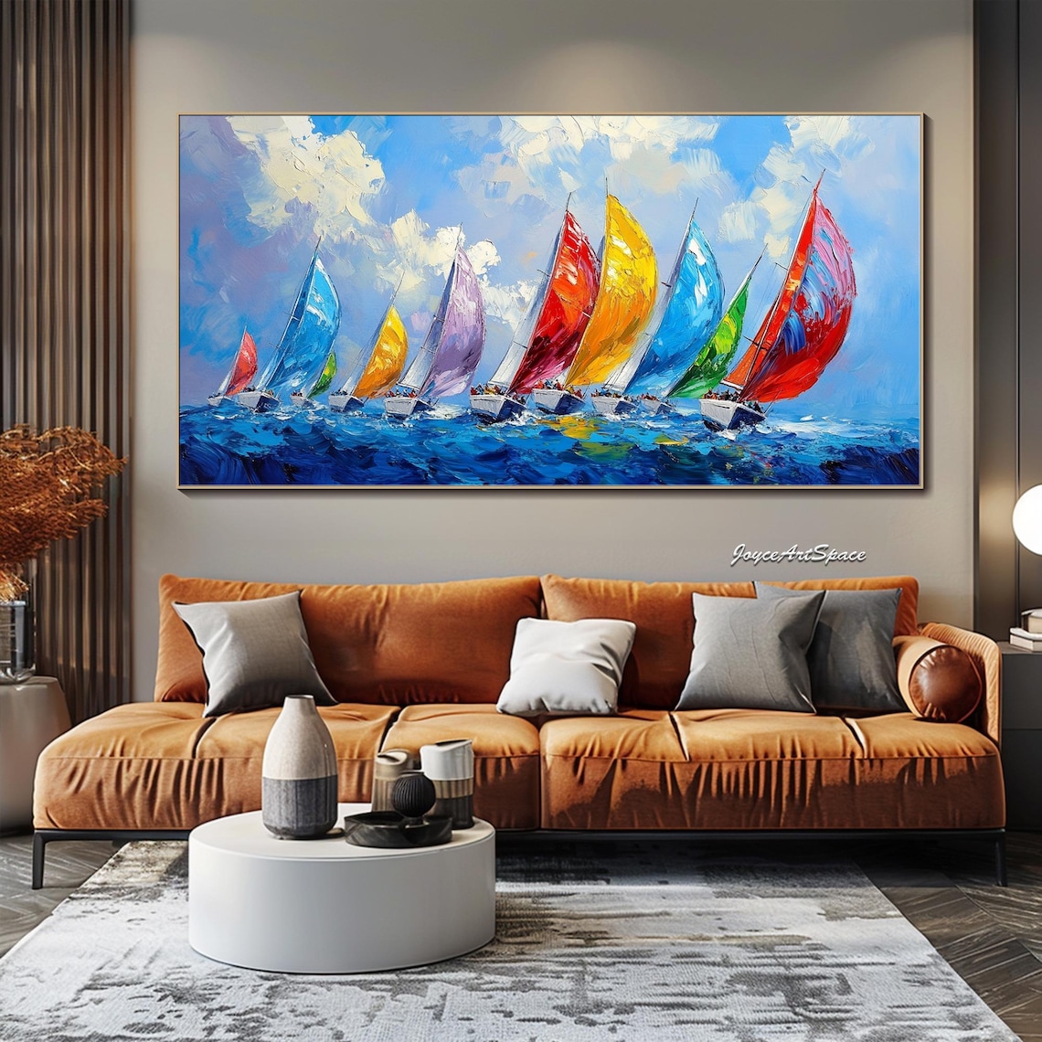 Abstract Sailboat Oil Painting, Minimalist Art Print - Image 4