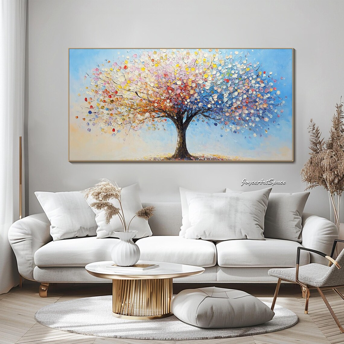 Colorful Tree Acrylic Painting Art Print, Living Room - Image 4