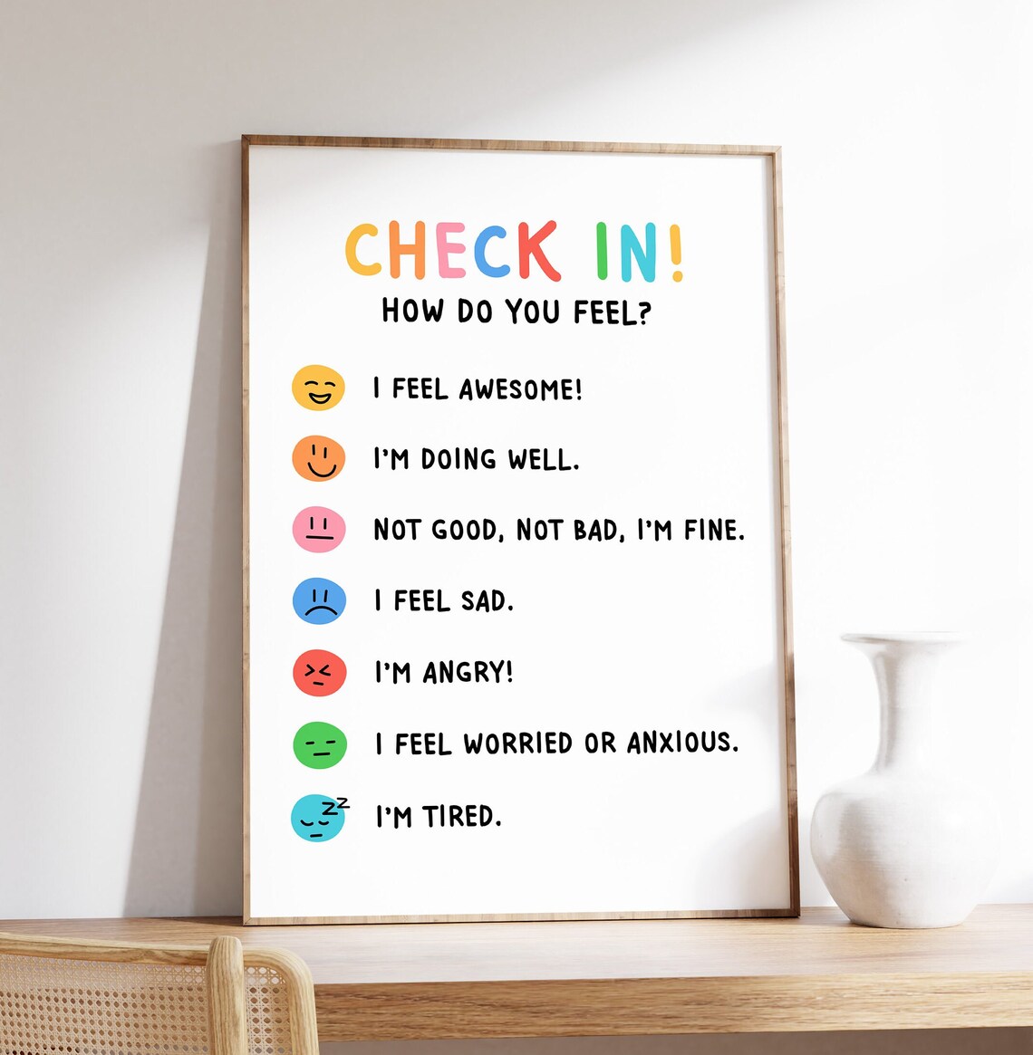 Check In Self Care Poster, Daily Checklist