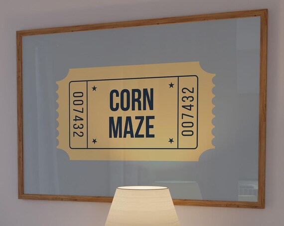 Corn Maze Ticket Print Cute Autumn Wall Art Ticket Stub Print Fall Aesthetic Decor Trendy Autumn Poster 1 Horizontal Print
