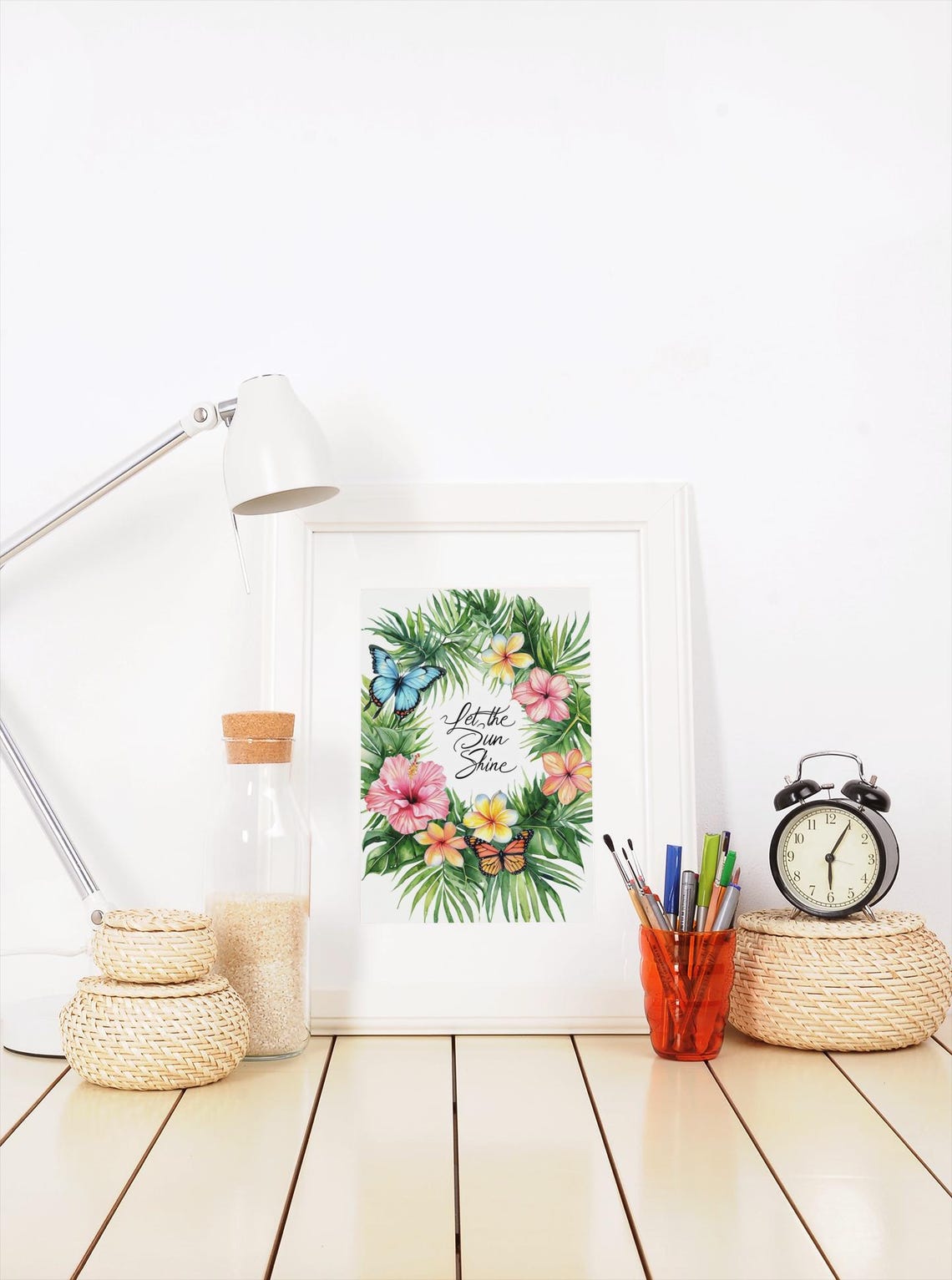 Spring Tropical Wall Art Print, Butterfly Quote - Image 2