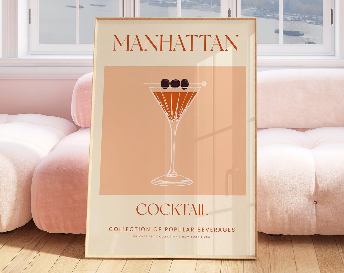 Manhattan Cocktail Recipe, Vintage Modern Eclectic Decor