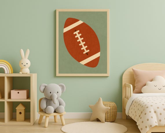 Football Ball Wall Art Minimal Sports Poster For Kids Room Decor Nursery Print