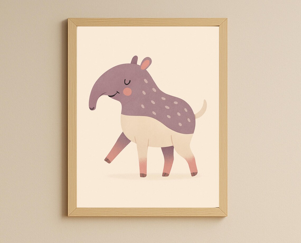 Cute Purple Tapir With Cream Belly Soft Nursery Style Kids Poster
