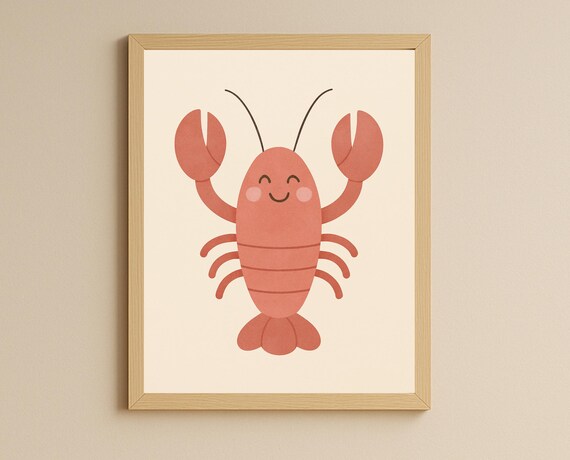 Lobster Nursery Art Print, Cute Crustacean Decor