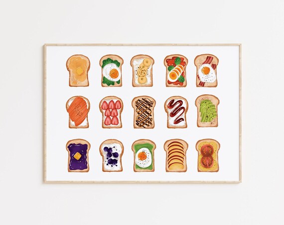 Toast Breakfast Art Print, Trendy Kitchen Decor