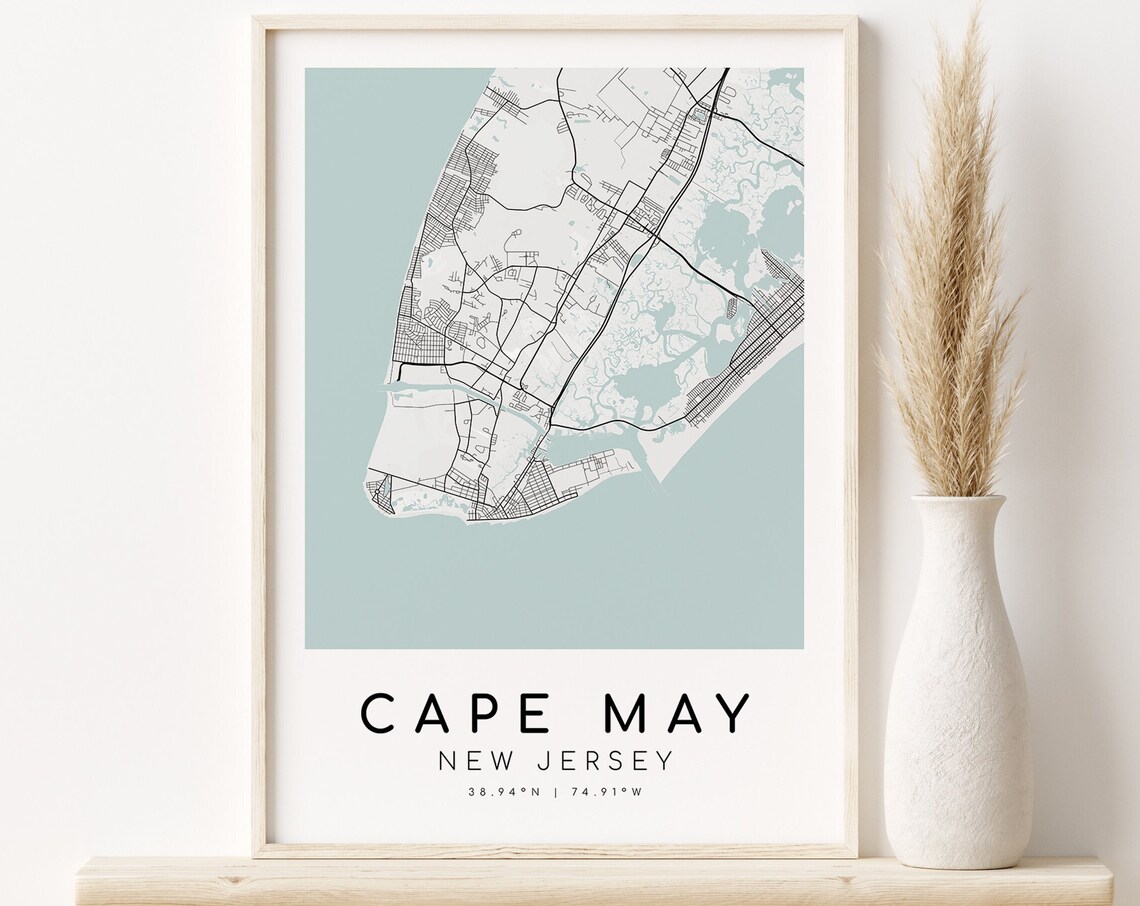 Cape May City Map, New Jersey Travel Poster