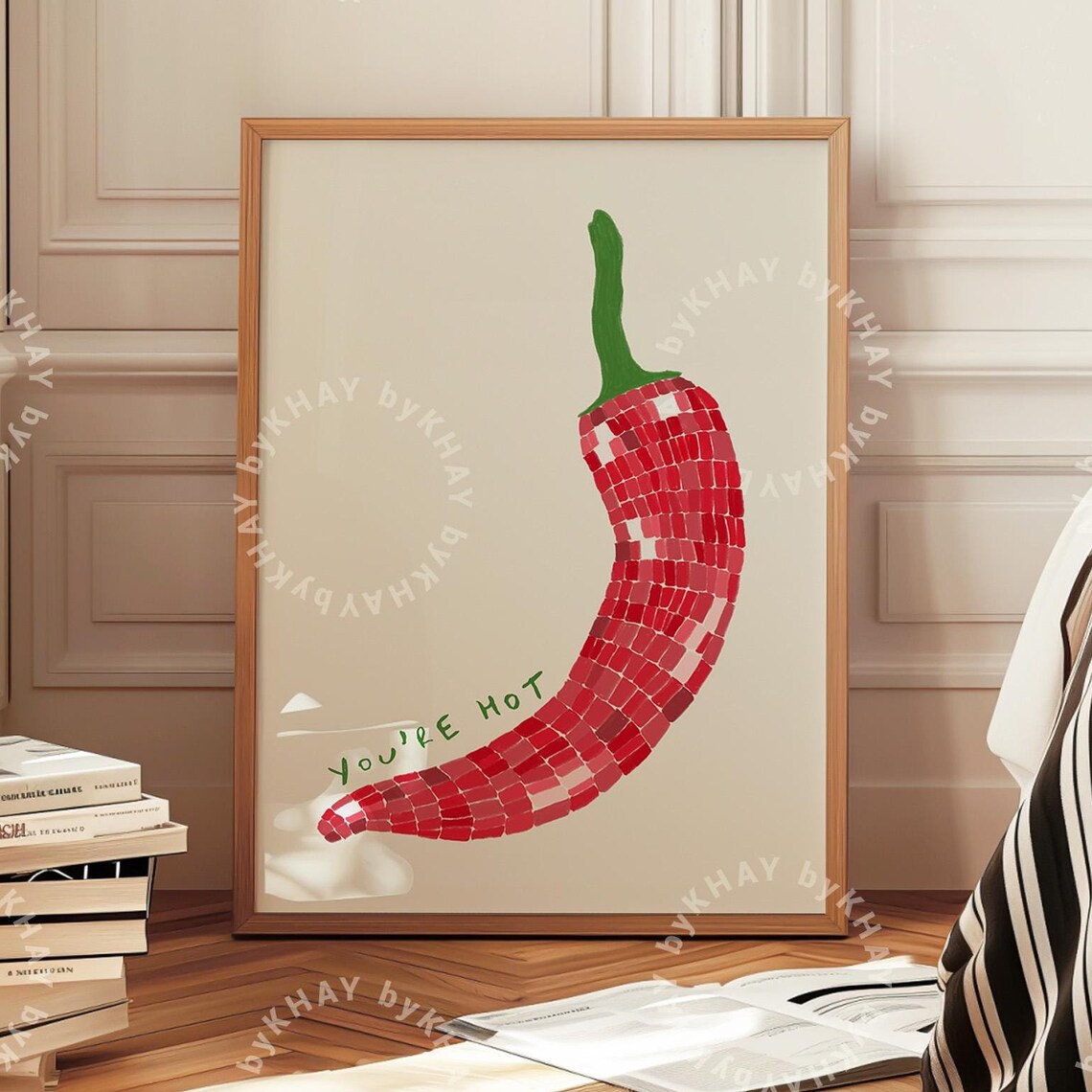 Disco Ball Chilli Youre Hot Kitchen Wall Art Print
