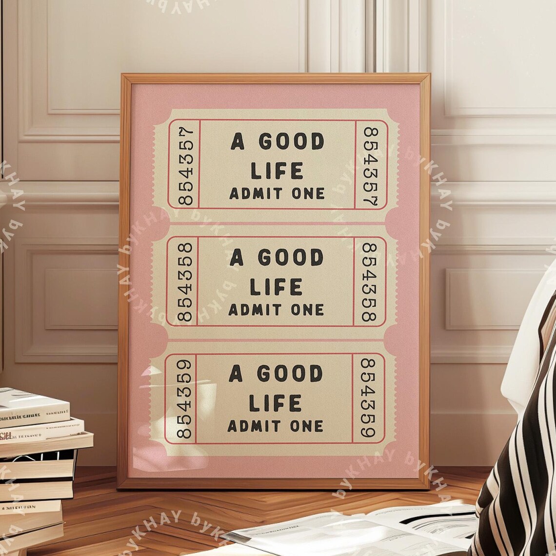 A Good Life Ticket Art Print, Retro Affirmation