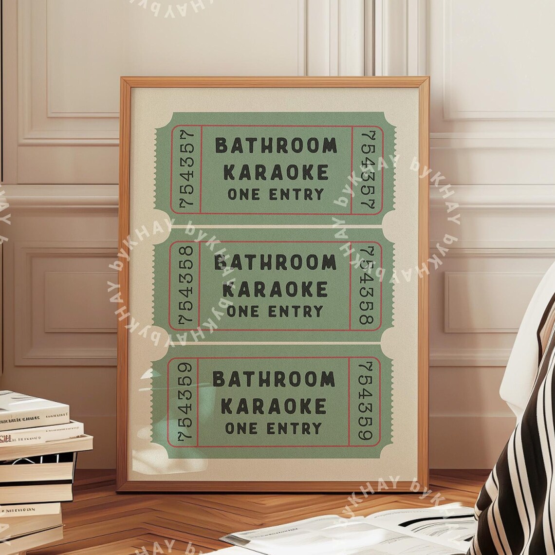 Bathroom Karaoke Ticket Retro Aesthetic Art Print