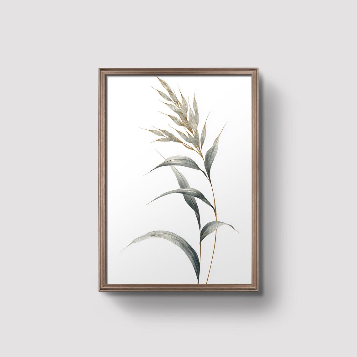 Grass Botanical Print Minimalist Plant Art Neutral Nature Poster Scandinavian Style Decor Dried Prints