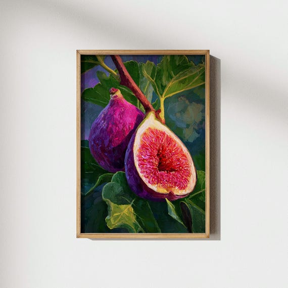 Fresh Figs Kitchen Wall Art Botanical Still Life Mediterranean Food Fruit Decor Vibrant Prints