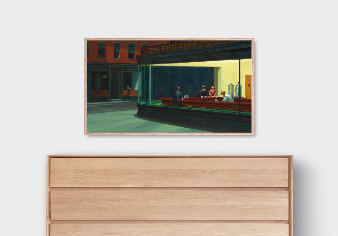Edward Hopper Nighthawks Night Diner City Scene Frame TV Art Poster - Image 2