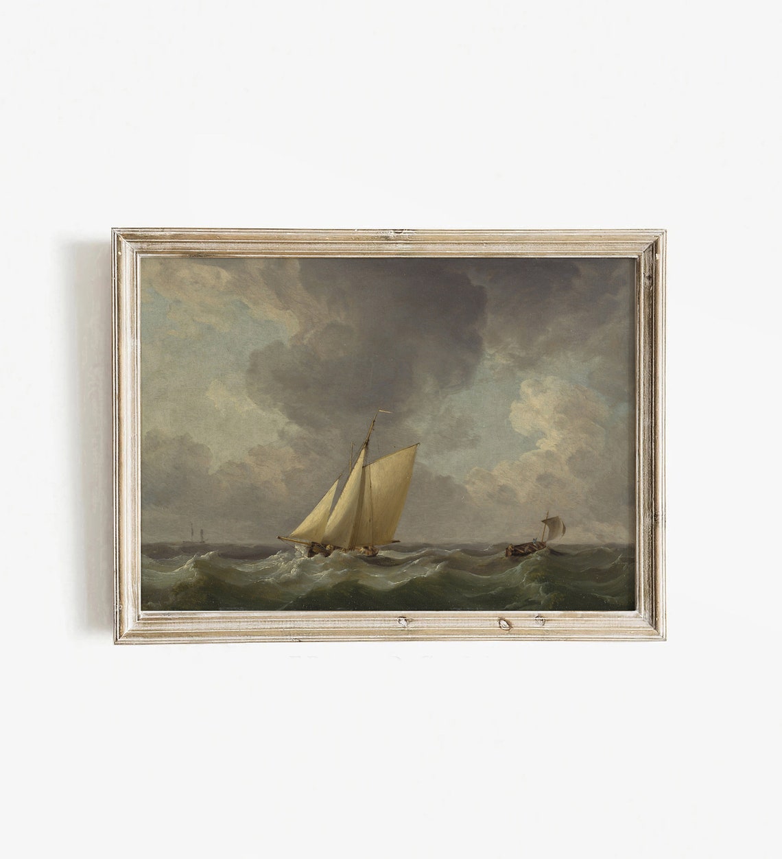 Moody Old Master Seascape Sailboats Stormy Ocean Waves Wall Poster - Image 3