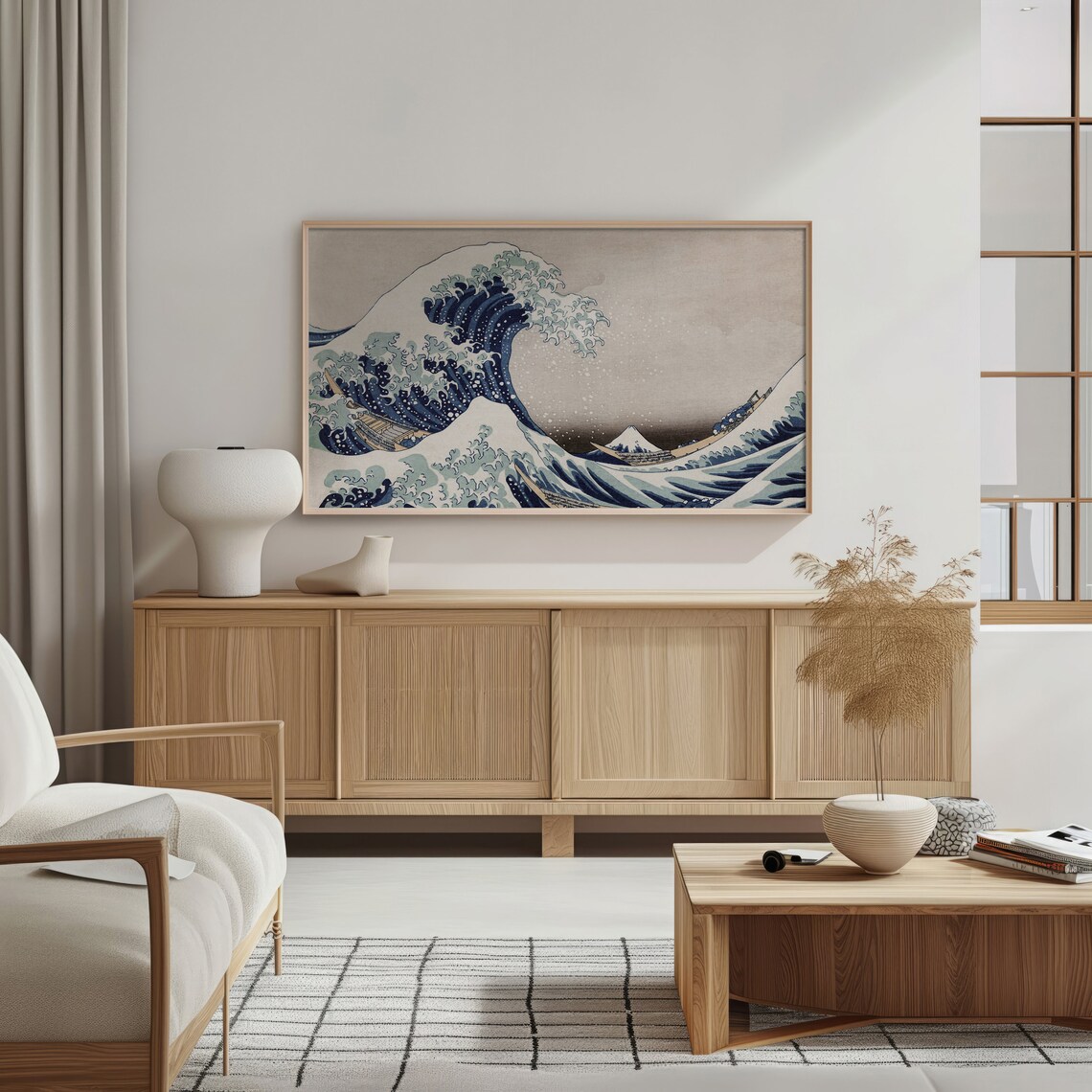 Hokusai The Great Wave Off Kanagawa Japanese Woodblock Frame TV Print - Image 4