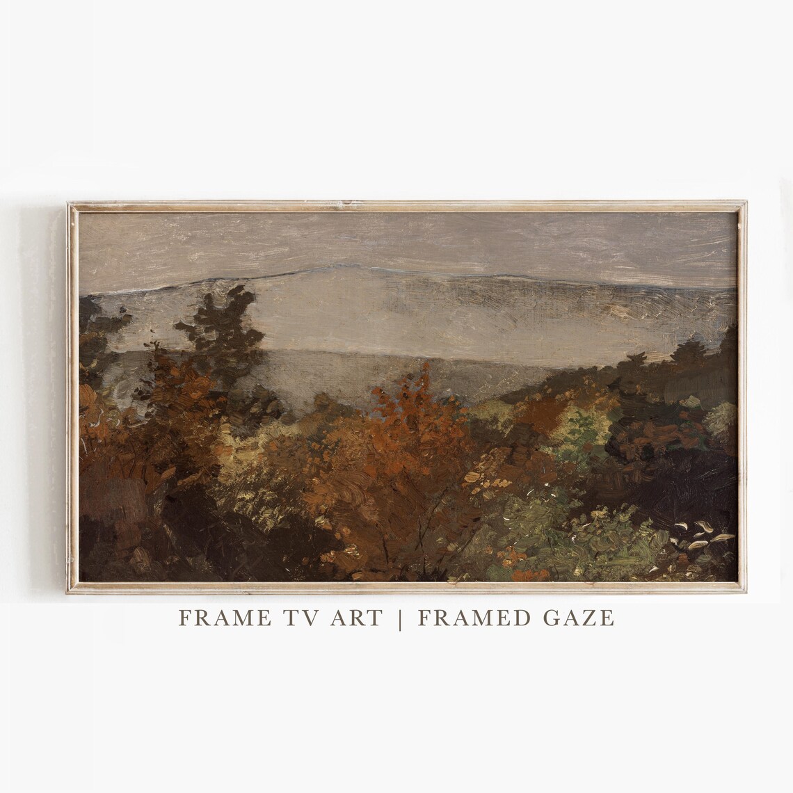 Autumn Treetops Russet Foliage Misty Lake Fall Landscape Poster