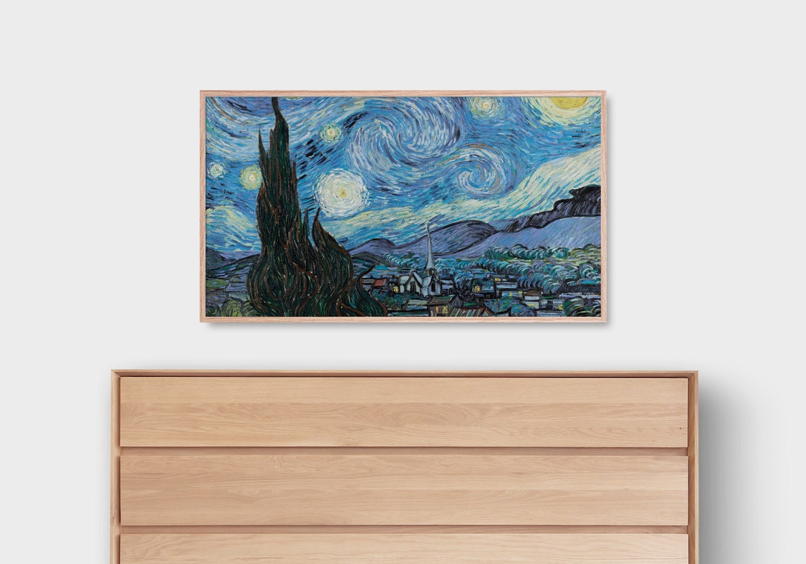 Van Gogh The Starry Night Famous Swirling Night Sky Frame TV Wall Art - Image 3