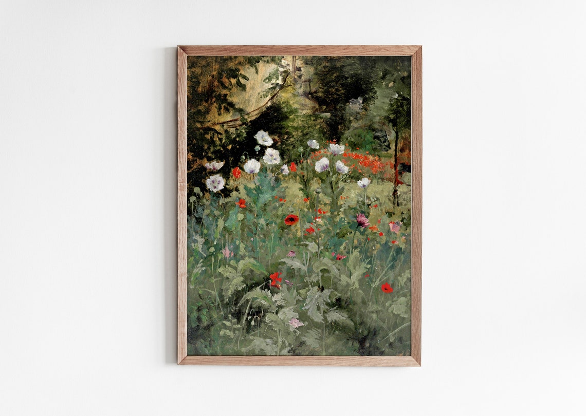 Poppy Flower Vintage Art Antique Painting Vintage Wall Art Prints Antique Wall Art Vintage Landscape Painting