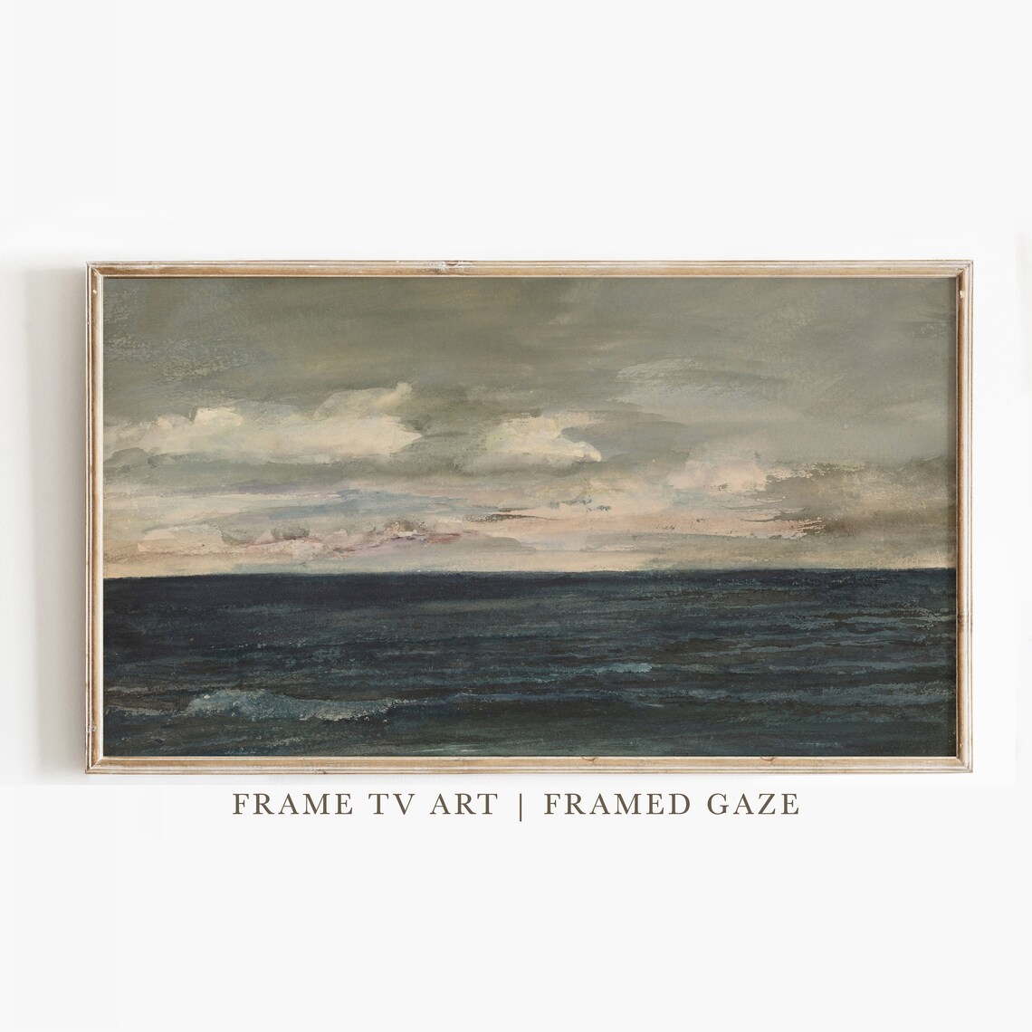 Beach Vintage Painting Art Print, Summer Frame TV Art