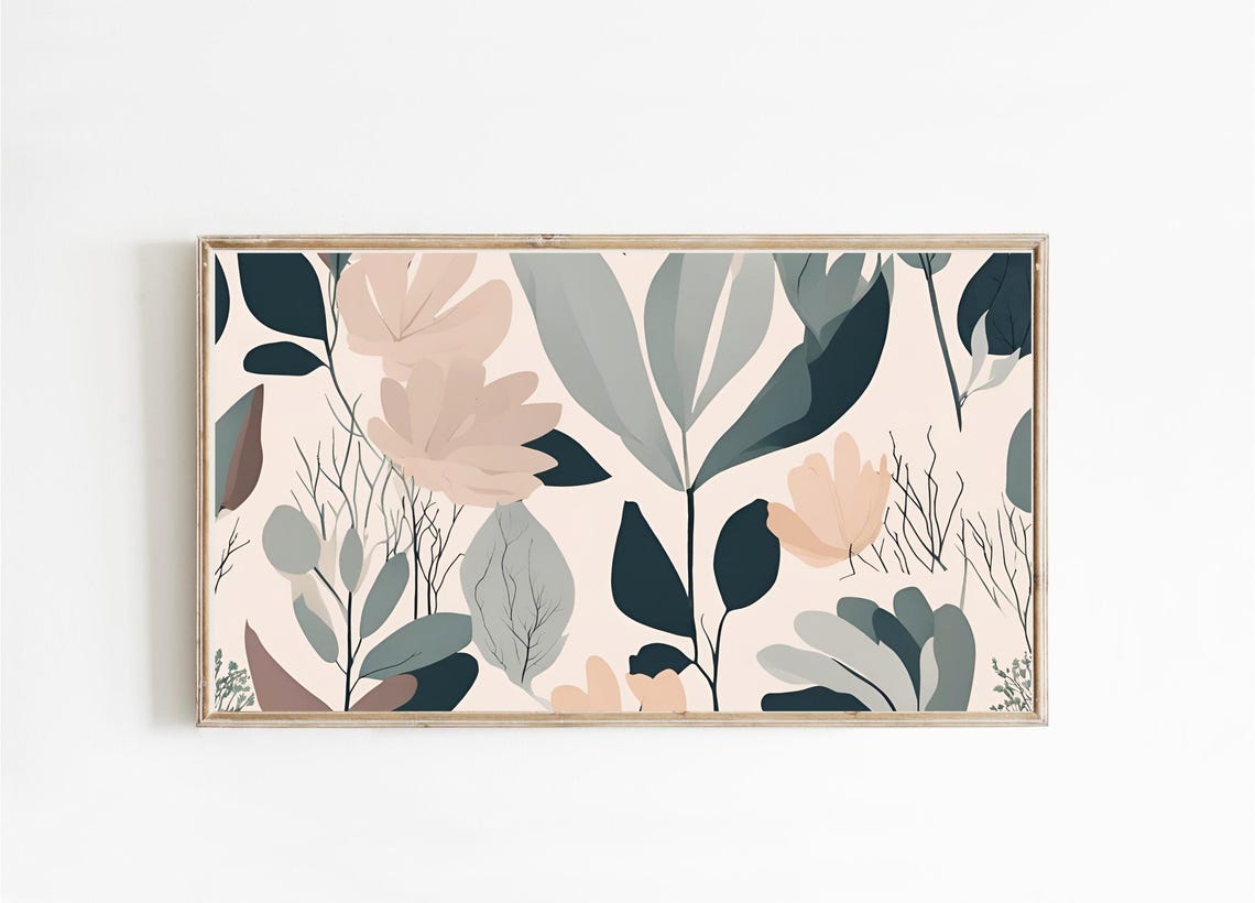 Modern Botanical Leaves Neutral Olive Bedroom Decor Wall Art