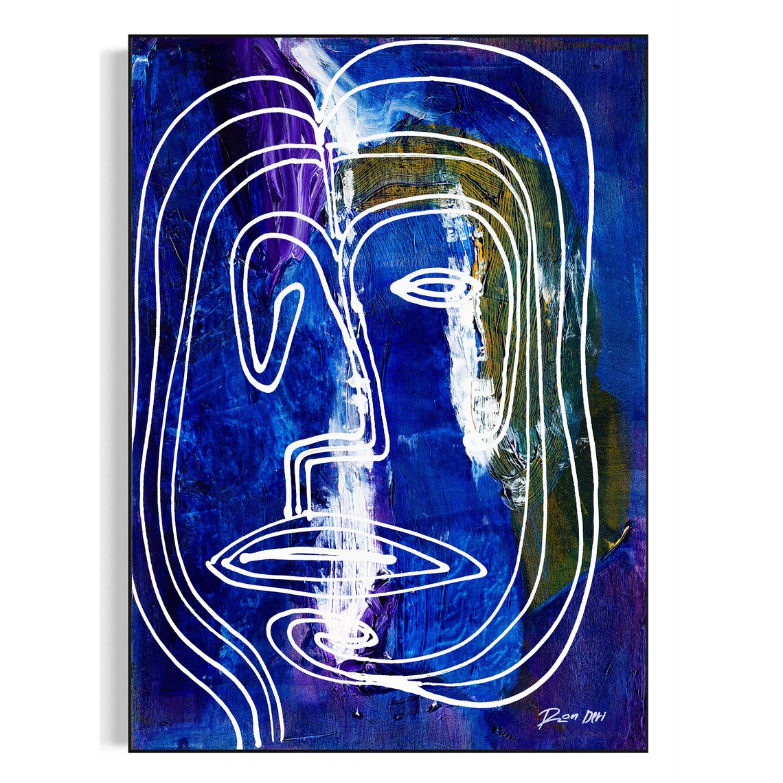 Blue Abstract Face Art Print, Modern Minimalist Decor - Image 4