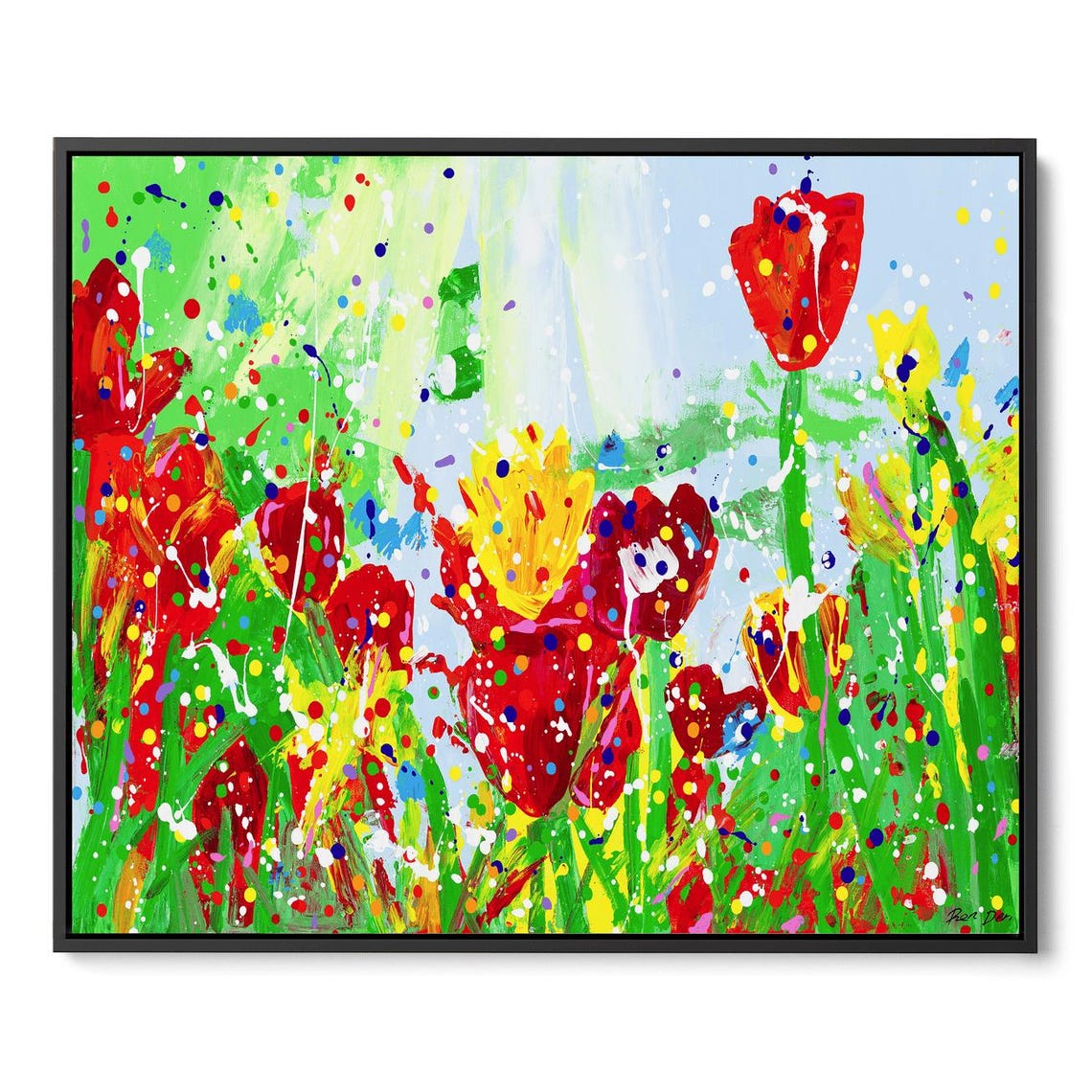 Bold Flower Painting Colorful Tulip Abstract Art Print Vibrant Nature Wall Decor Modern Red And Yellow Floral Artwork Large Art - Image 4