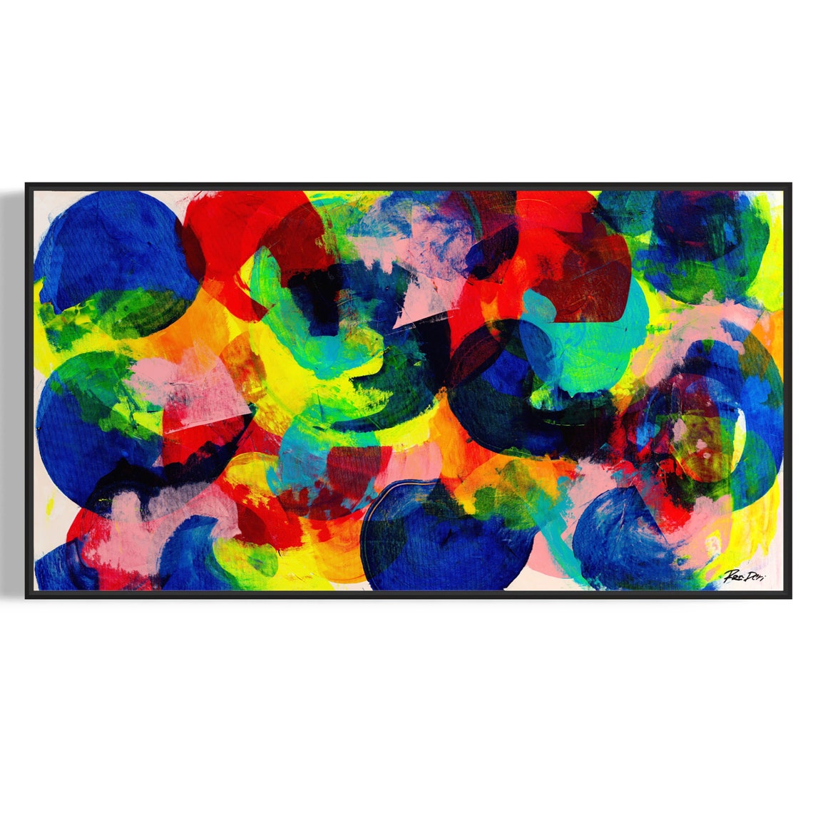 Umbrellas Overlapping Colorful Red Blue Circles Abstract Poster