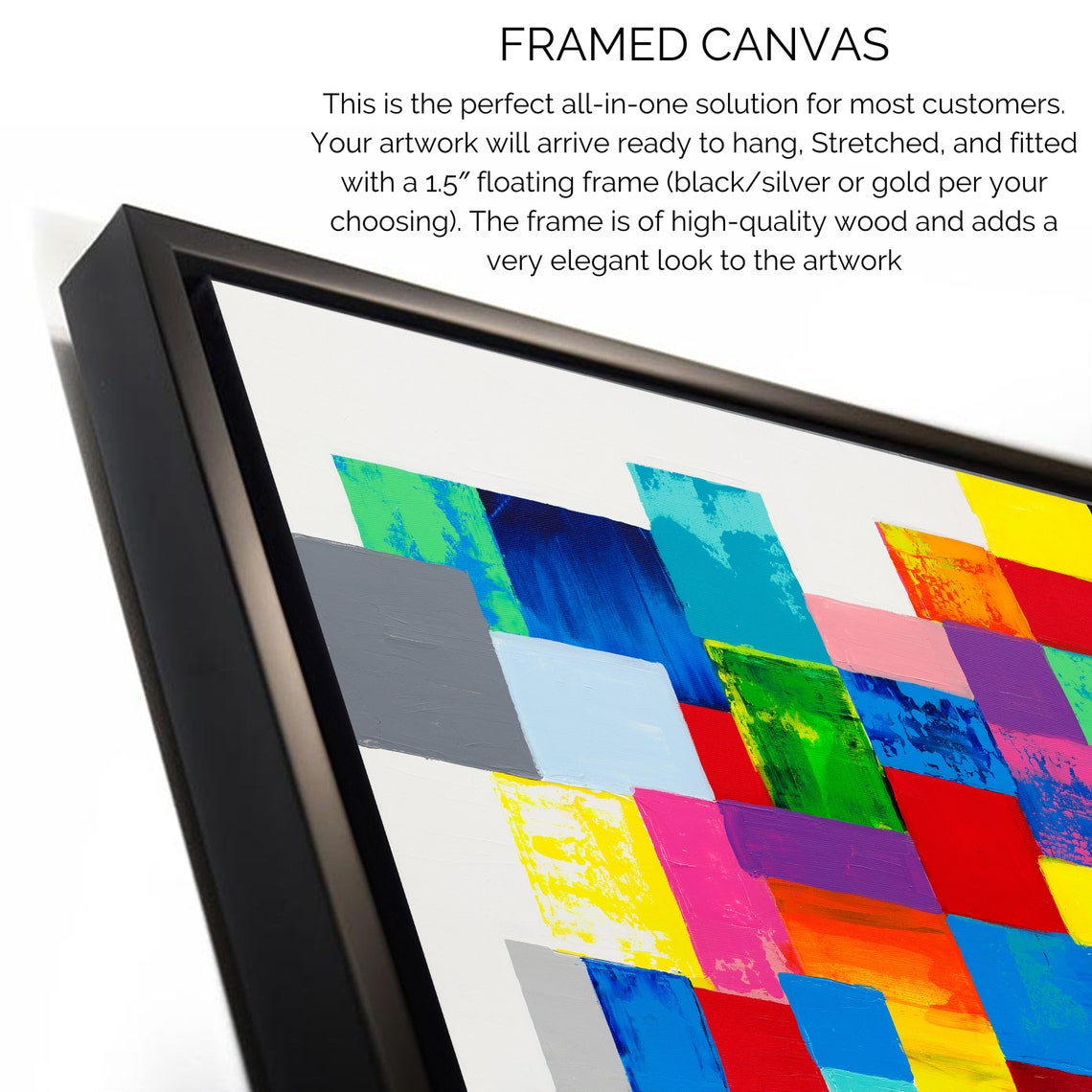 Colorful Mosaic Squares Joyful Geometric Modern Abstract Wall Art - Image 2