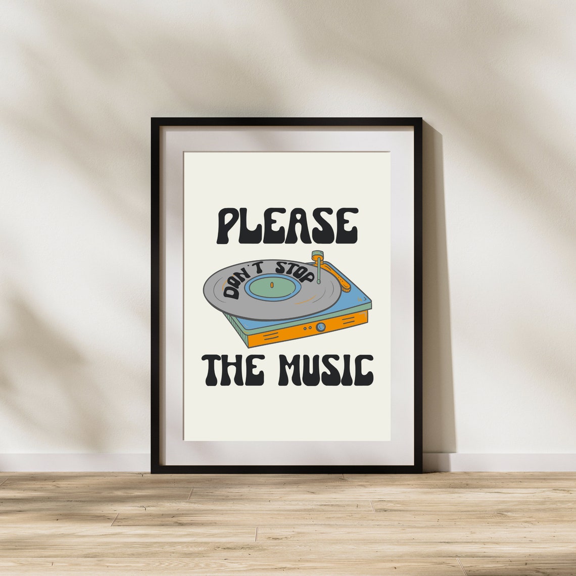 Please Don't Stop The Music Retro Vinyl Record Player Wall Poster - Image 3