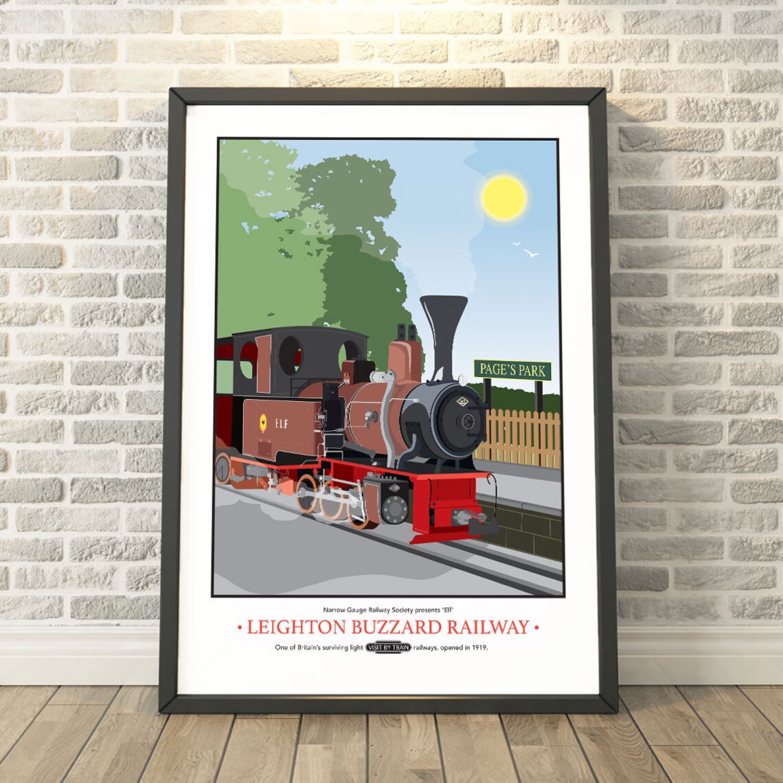 Leighton Buzzard Railway Elf Locomotive Vintage Steam Train Travel Poster