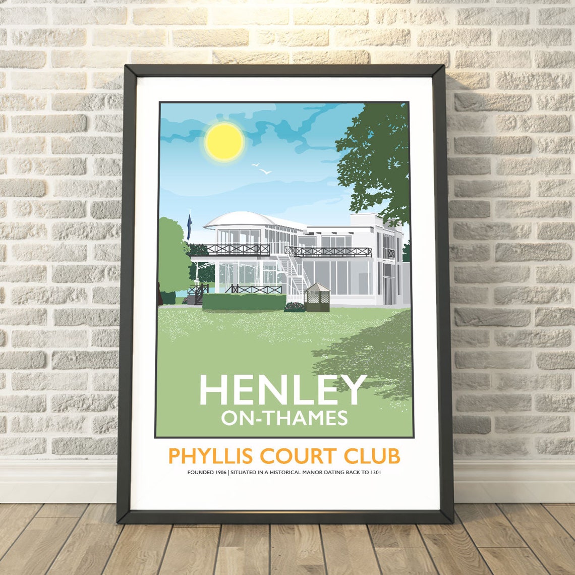 Phyllis Court Club Henley On Thames England Vintage Travel Poster