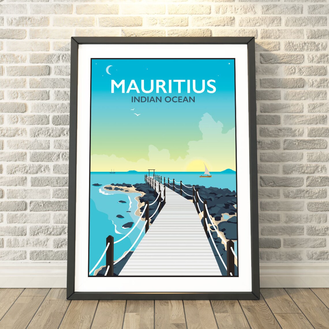 Mauritius Ocean Island Travel Poster, Memory Print