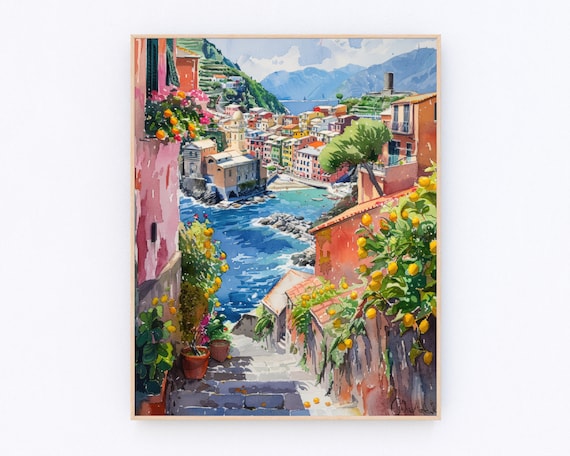 Amalfi Coast Lemon Tree Italy Landscape Travel Poster