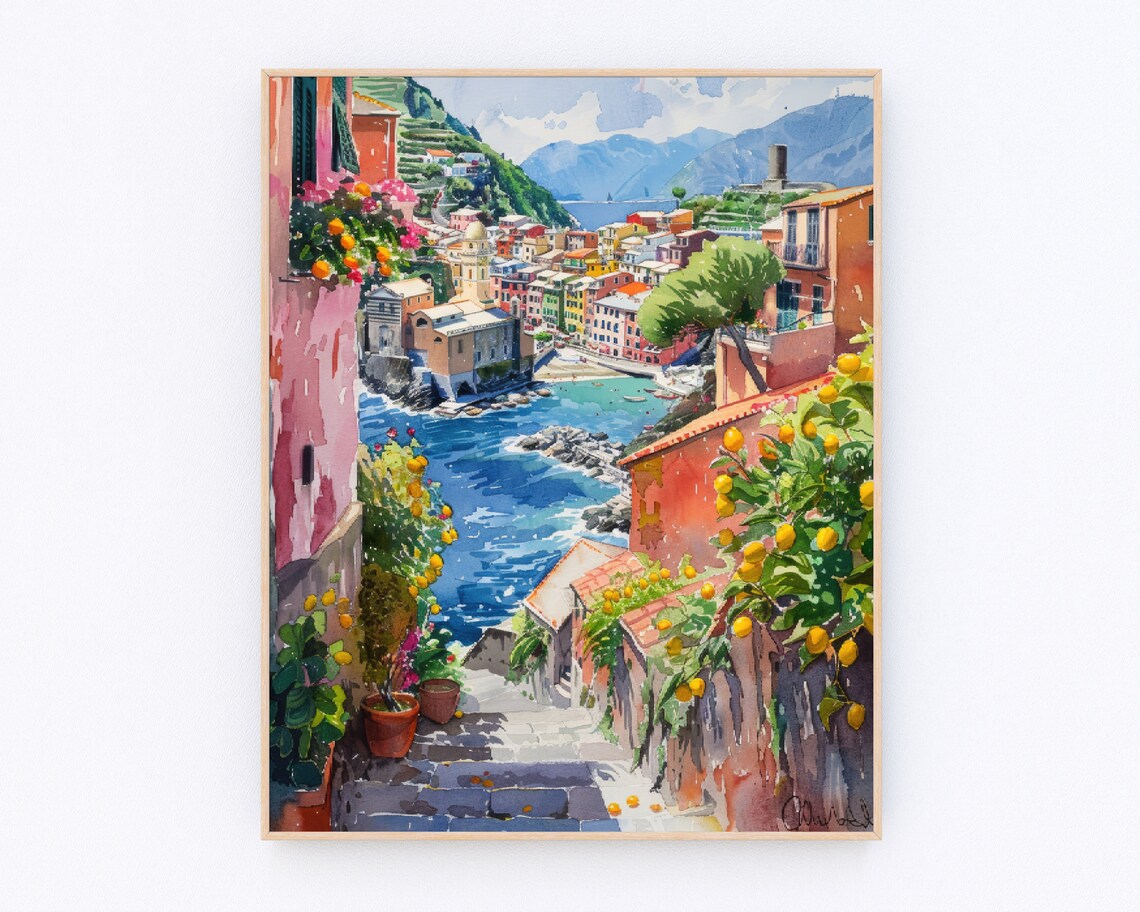 Amalfi Coast Lemon Tree Italy Landscape Travel Poster