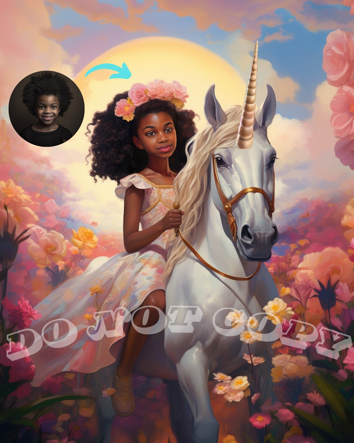 Princess Riding a Unicorn Personalized Portrait - Image 2