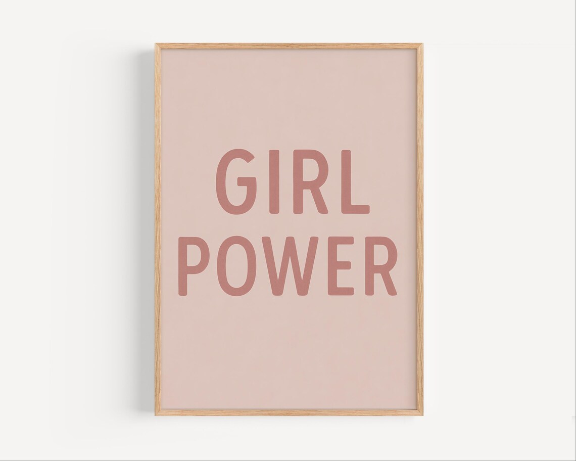 Girl Power Minimalist Pink Feminist Inspirational Quote Poster