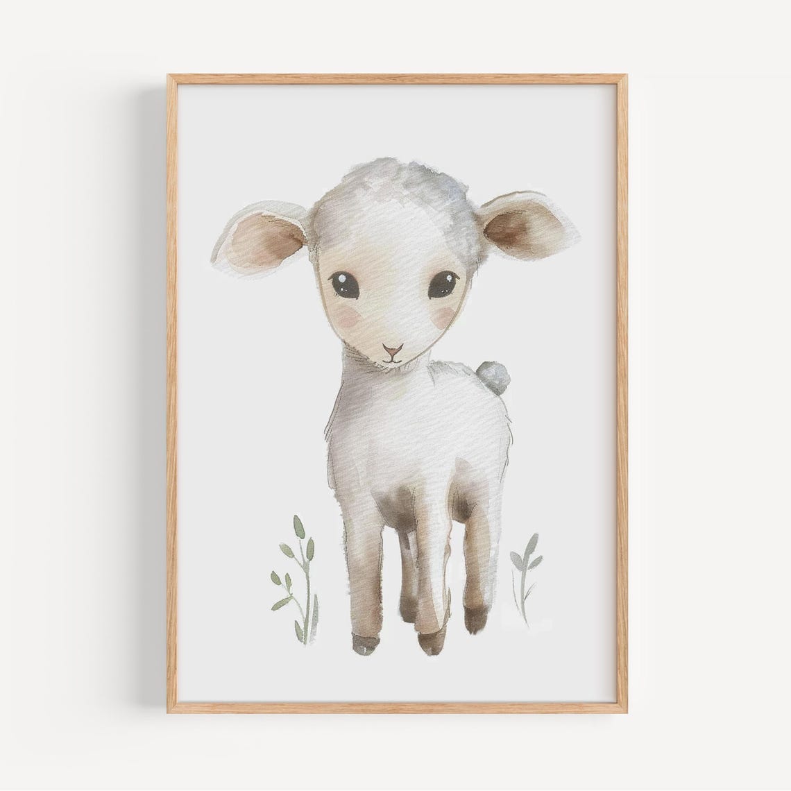 Adorable Baby Lamb Poster Pastel Nursery Wall Art For Kids Room Decor Illustration