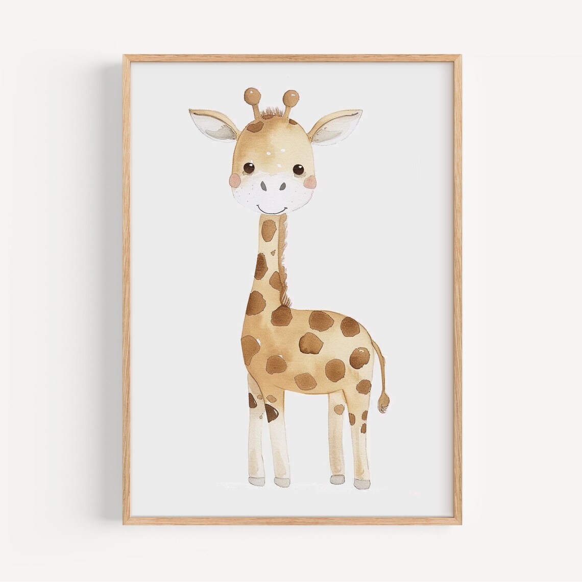 Whimsical Giraffe Watercolor Print Pastel Nursery Art Kids Room Decor Illustration
