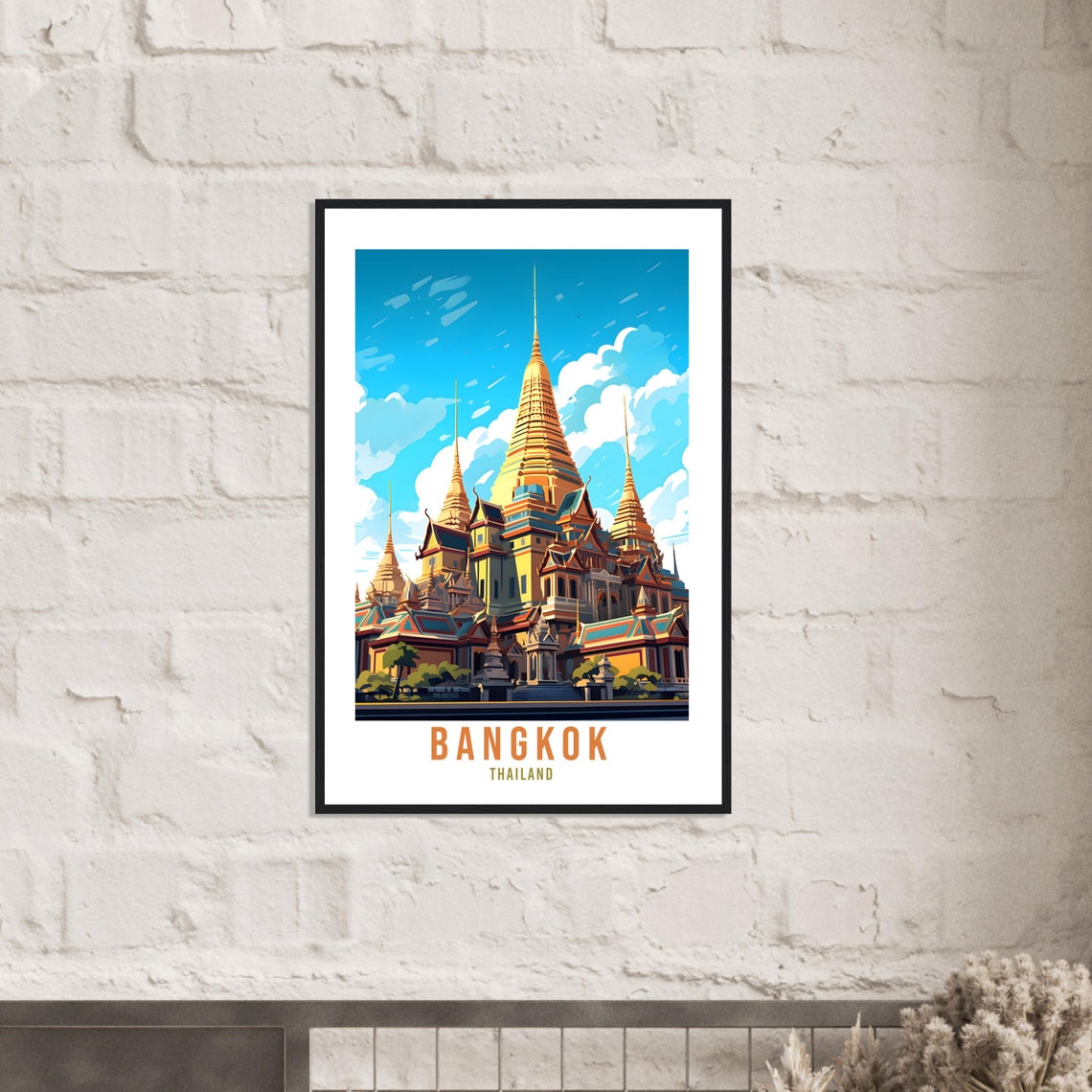 Bangkok Thailand Golden Temple Palace Bright Blue Sky Poster - Image 3